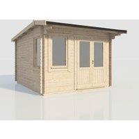 Power 12x14 Apex Log Cabin, Doors to the Right - 28mm Logs, Brown