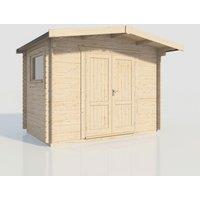 Power 8x12 Chalet Workshop Log Cabin, Doors Central - 28mm Logs, Brown