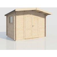 Power 10x12 Chalet Workshop Log Cabin, Doors Central - 28mm Logs, Brown