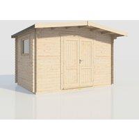 Power 10x14 Chalet Workshop Log Cabin, Doors Central - 28mm Logs, Brown