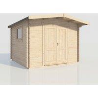 Power 12x12 Chalet Workshop Log Cabin, Doors Central - 28mm Logs, Brown