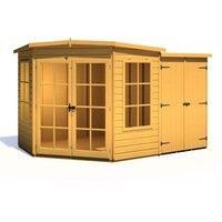 Shire Hampton Corner Summerhouse with Side Shed 7 ft x 11 ft, Brown