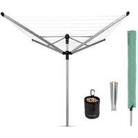 Brabantia Lift-o-matic Advance 50m Rotary Dryer With Ground Spike, Cover And Peg Bag - Metallic Grey