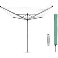 Brabantia Lift-o-matic 60m Rotary Dryer With Ground Spike And Cover 45mm - Metallic Grey