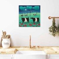 The Art Group Ailsa Black (Belties In Green And Blue) 40x40cm Wall Art, Multi
