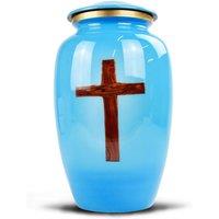 Sterling Ventures Decorative Wooden Cross Jar, Blue