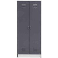 Interiors by PH Academy Two Door Grey Wardrobe, Grey