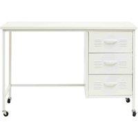 Interiors by PH Academy Three Drawer White Desk, White
