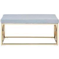 Interiors by PH Powder Blue Velvet Gold Bench, Blue