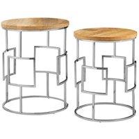 Interiors by PH Set Of 2 Square Design Side Tables, Brown