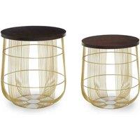 Interiors by PH Set Of 2 Brass Finish Side Tables, Gold