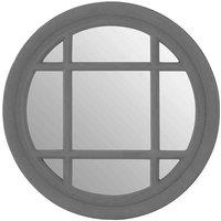 Interiors by PH Flat Wood Round Grey Wall Mirror, Clear