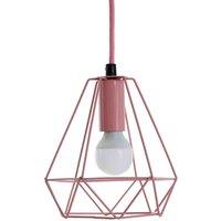 Interiors by PH Beli Pink Metal Wire Pendant Light, Pink