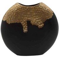 Interiors by PH Large Black Gold Round Vase, Black
