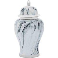 Interiors by PH Marble Effect Small Ceramic Jar, White