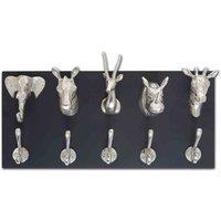 Interiors by PH Safari Animal 5 Hook Wall Hanger, Silver