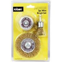 Rolson 3Pc 1 4inch Hex Shank Wire Brush Set