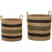 Interiors by PH Black Stripes Seagrass Baskets, Brown