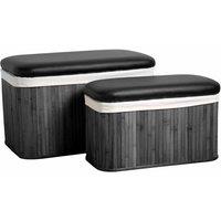 Interiors by PH Ottoman Black Bamboo Storage Seats, Black