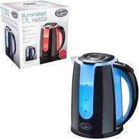 Quest Dual Led 1.7L Illuminated Kettle - Black, Black