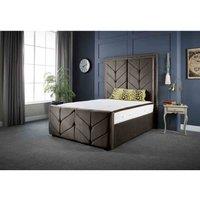 DS Living Milly Chevron Luxury Velvet Upholstered Bed Frame Small Double 4ft Charcoal Grey