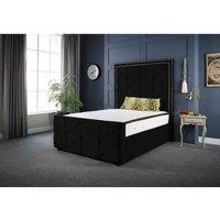DS Living Milly Chevron Luxury Velvet Upholstered Bed Frame Double 4ft6 Noir