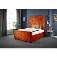 DS Living Milly Chevron Luxury Velvet Upholstered Bed Frame Small Double 4ft Burnt Orange