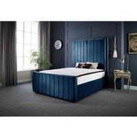 DS Living Lucinda Panel Luxury Velvet Upholstered Bed Frame Small Double 4ft Royal Blue