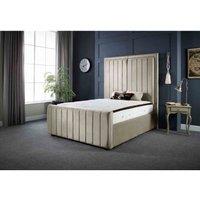 DS Living Lucinda Panel Luxury Velvet Upholstered Bed Frame Double 4ft6 Soft Grey