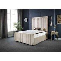 DS Living Lucinda Panel Luxury Velvet Upholstered Bed Frame Double 4ft6 Coconut Cream