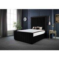 DS Living Lucinda Panel Luxury Velvet Upholstered Bed Frame Small Double 4ft Noir