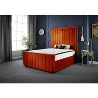 DS Living Lucinda Panel Luxury Velvet Upholstered Bed Frame Double 4ft6 Burnt Orange