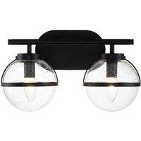 Hinkley Hollis 2 Light Black Clear Seeded Opal Glass Wall Light, Black