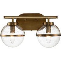 Hinkley Hollis 2 Light Heritage Brass Clear Seeded Opal Glass Wall Light