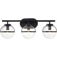 Hinkley Hollis 3 Light Black Clear Seeded Opal Glass Wall Light, Black