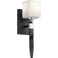 Kichler Marette 1 Light Black Opal Glass Wall Light, Black
