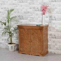 IH Design Carved Mango Wood Sideboard With 2 Doors, Brown