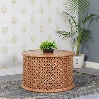 IH Design Carved Mango Wood Coffee Table, Brown