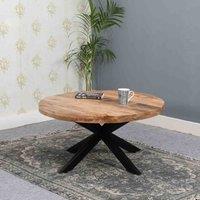 IH Design Merlin Solid Wood Coffee Table With Metal Spider Legs, Brown
