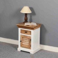 IH Design Binco Solid Mango Wood Bedside Cabinet 1 Drawer Door, White