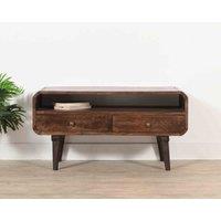 IH Design Franklin Dark Mango Wood Tv Stand With 2 Drawers, Brown