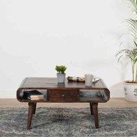 IH Design Franklin Dark Mango Wood Coffee Table With Drawers, Brown