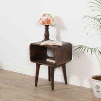 IH Design Franklin Dark Mango Wood Bedside Open Curve Edges Table, Brown