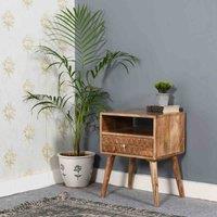 IH Design Marlow Solid Mango Wood Light Bedside Table, Brown