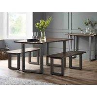 IH Design Grey Essential Live Edge Wood & Metal Dining Bench, Brown