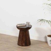 IH Design Natural Solid Dark Wood Side Table, Brown
