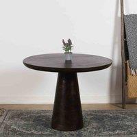 IH Design Natural Solid Dark Wood Round Dining Table, Brown