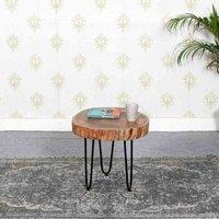 IH Design Natural Solid Accacia Wood Stool Wim, Brown