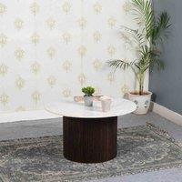 IH Design Luxor Mango Wood Coffee Table With Marble Top, Brown