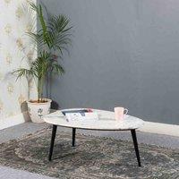 IH Design Luxor Coffee Table With White Marble Top & Metal Legs, Brown